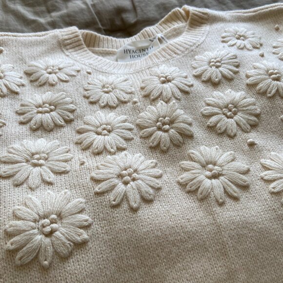Hyacinth House Cream Embroidered Floral Francine Sweater - Picture 3 of 4
